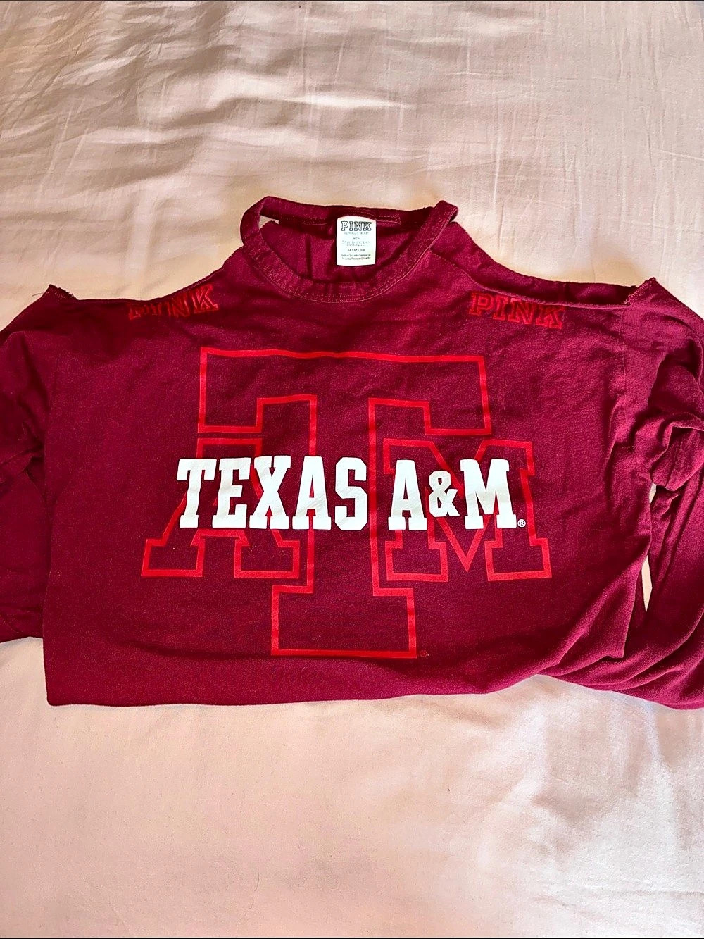 Victoria's Secret PINK Texas A&M Long Sleeve Tee XS - Picture 2 of 4